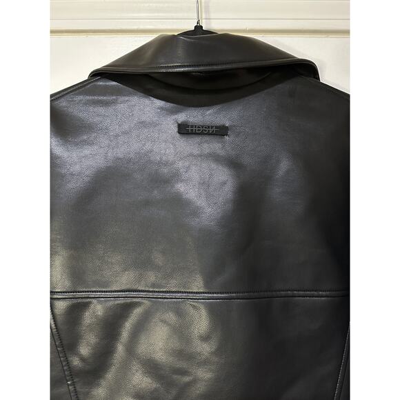 Hudson Faux Leather Black Jacket Small NWT Sample Piece Biker Jacket Moto Detail - Picture 9 of 13